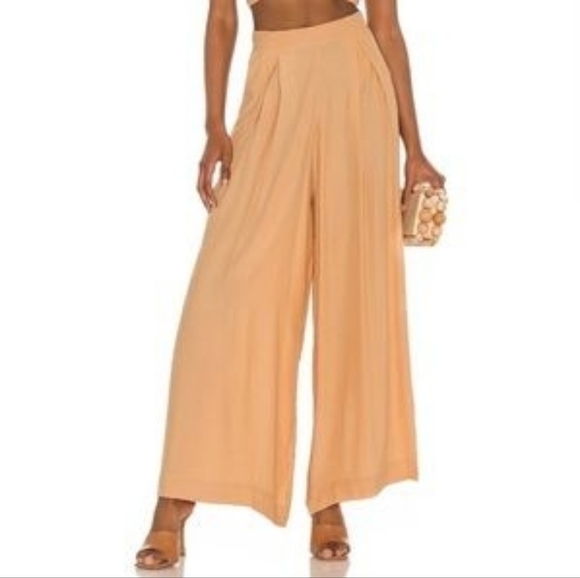 SWF Golden Brunt Yellow High Waist Exaggerated Wide-Leg Pleated Touch Pants XS - Picture 2 of 9